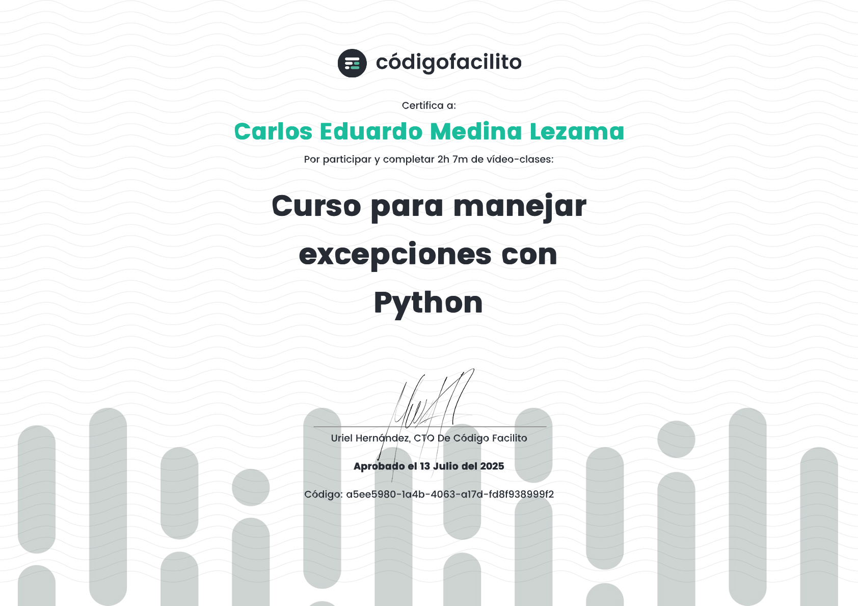 Curso para Manejar Excepciones con Python - CódigoFacilito - Carlos Eduardo Medina Lezama